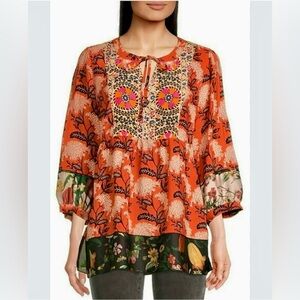 John Mark Orange Floral Tunic